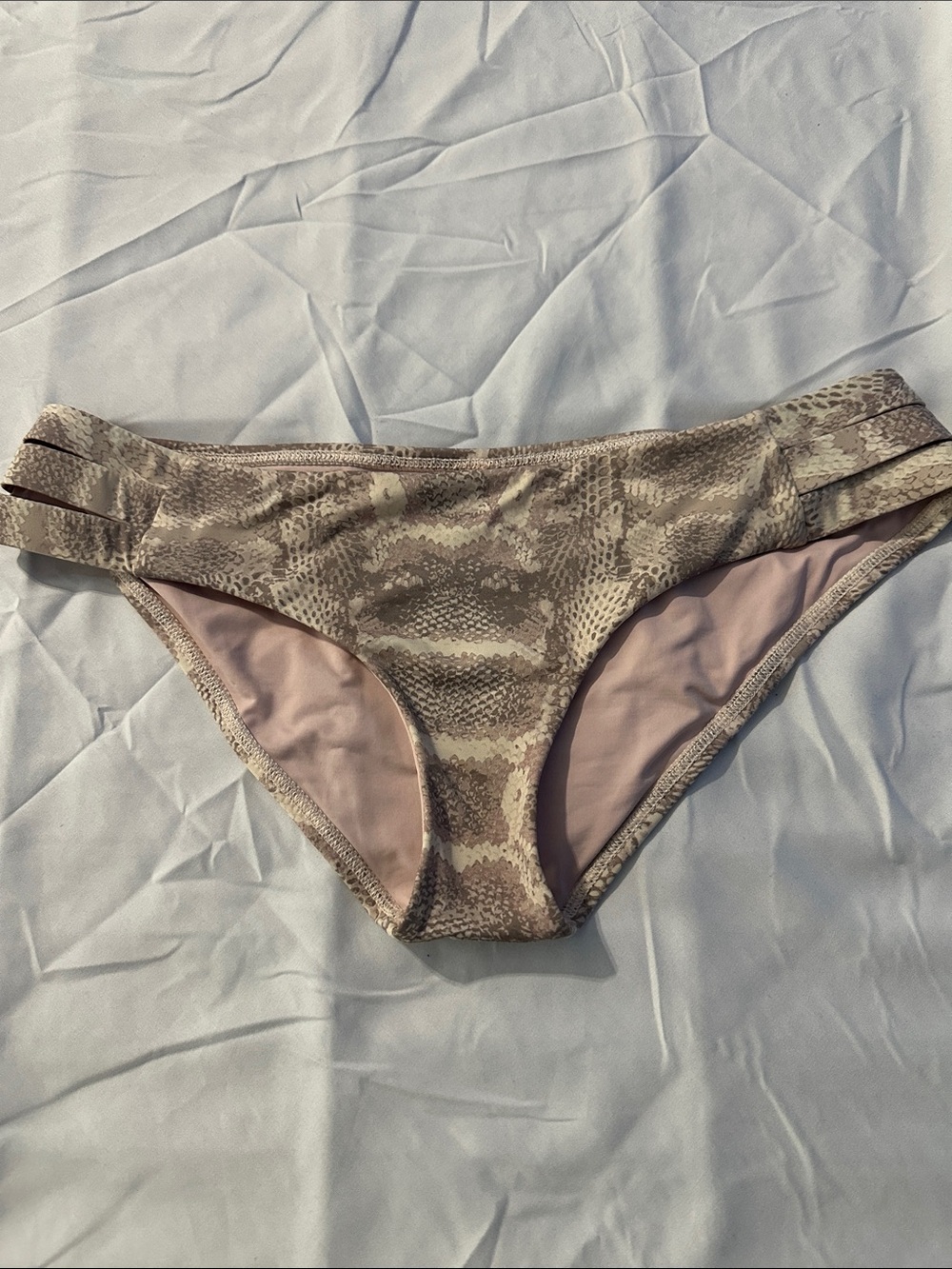 Vitamin A Neutral Snake-Print Bikini Bottom